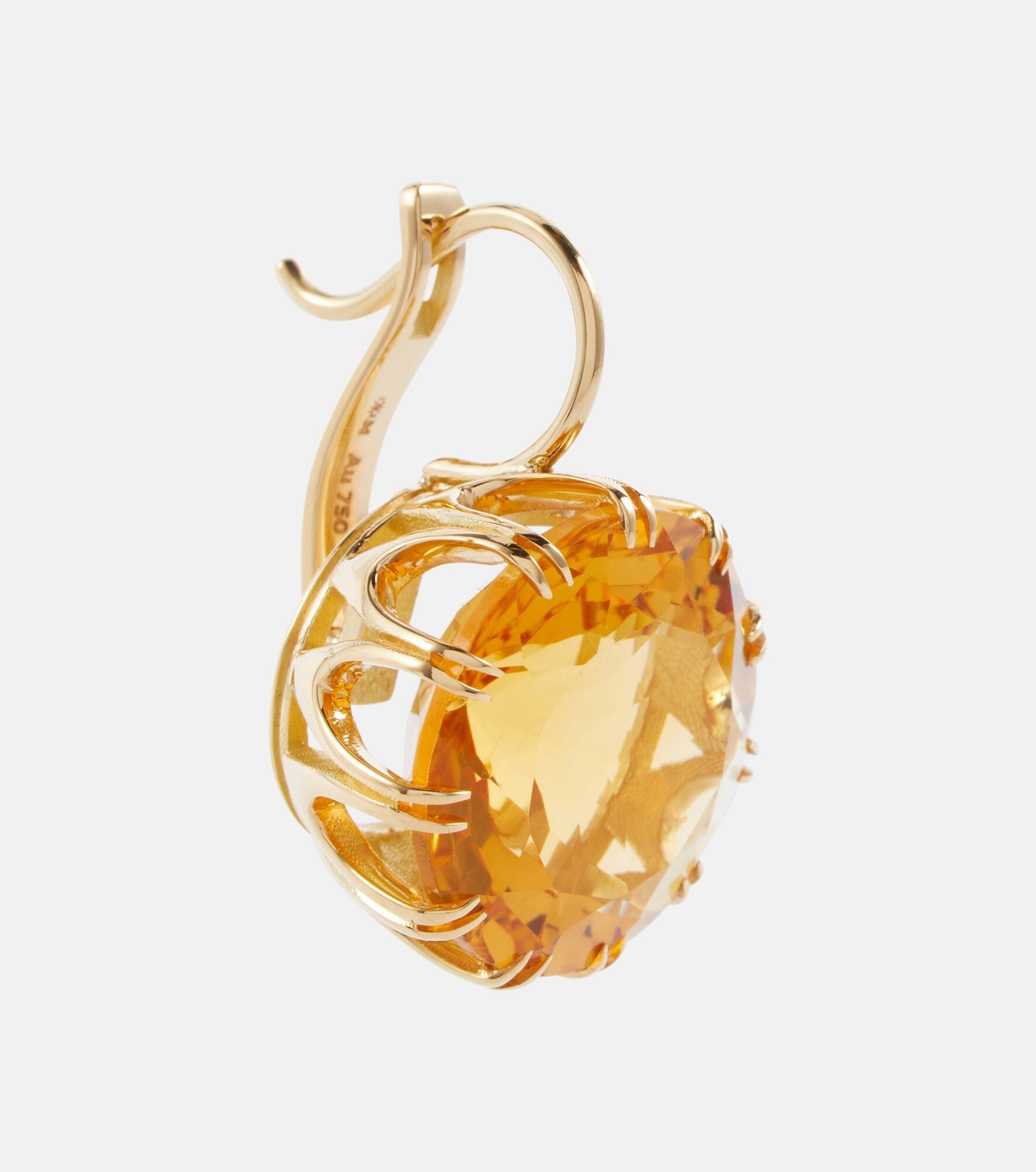 Crown Medium 18kt gold earrings with citrines - 4