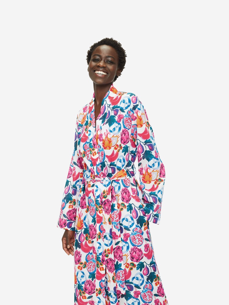Women's Long Dressing Gown Ledbury 50 Cotton Batiste White - 3