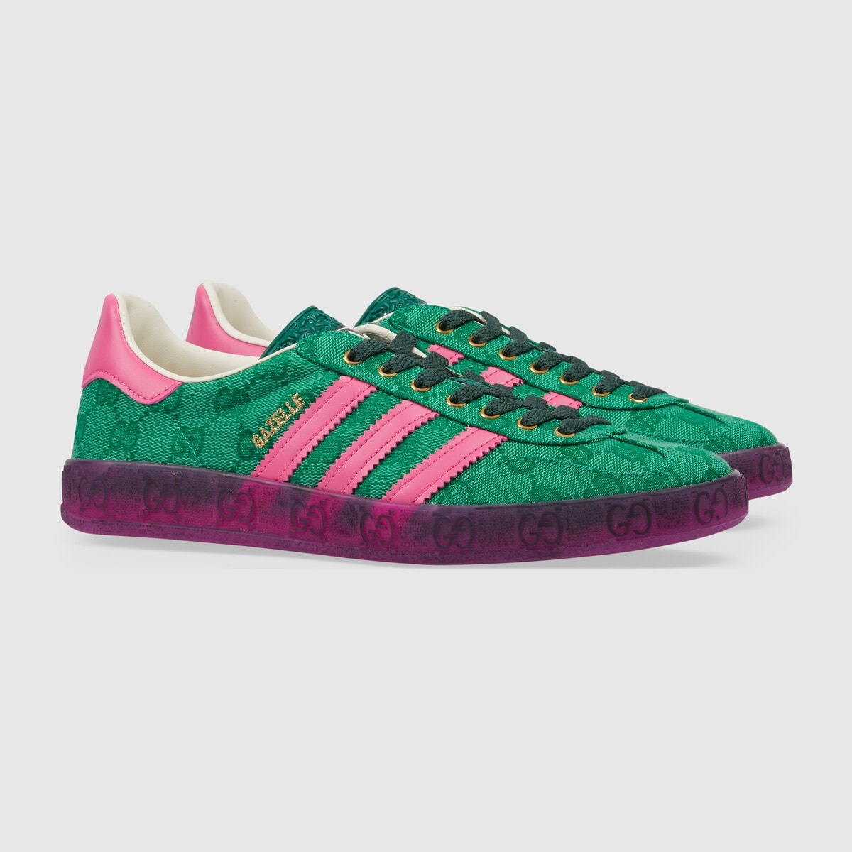 adidas gazelle silver green womens Gucci // X Adidas Pink & Multicolour Velvet & Suede Gazelle Sneaker – VSP  Consignment main image 1