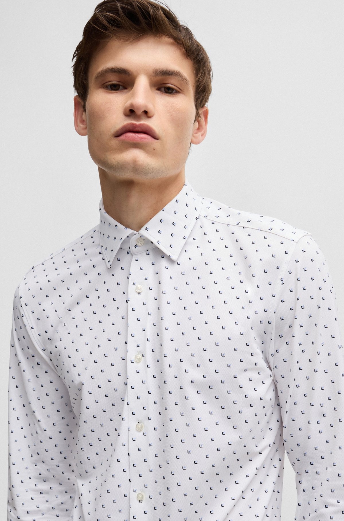 SLIM-FIT SHIRT IN PRINTED PERFORMANCE-STRETCH FABRIC - 3