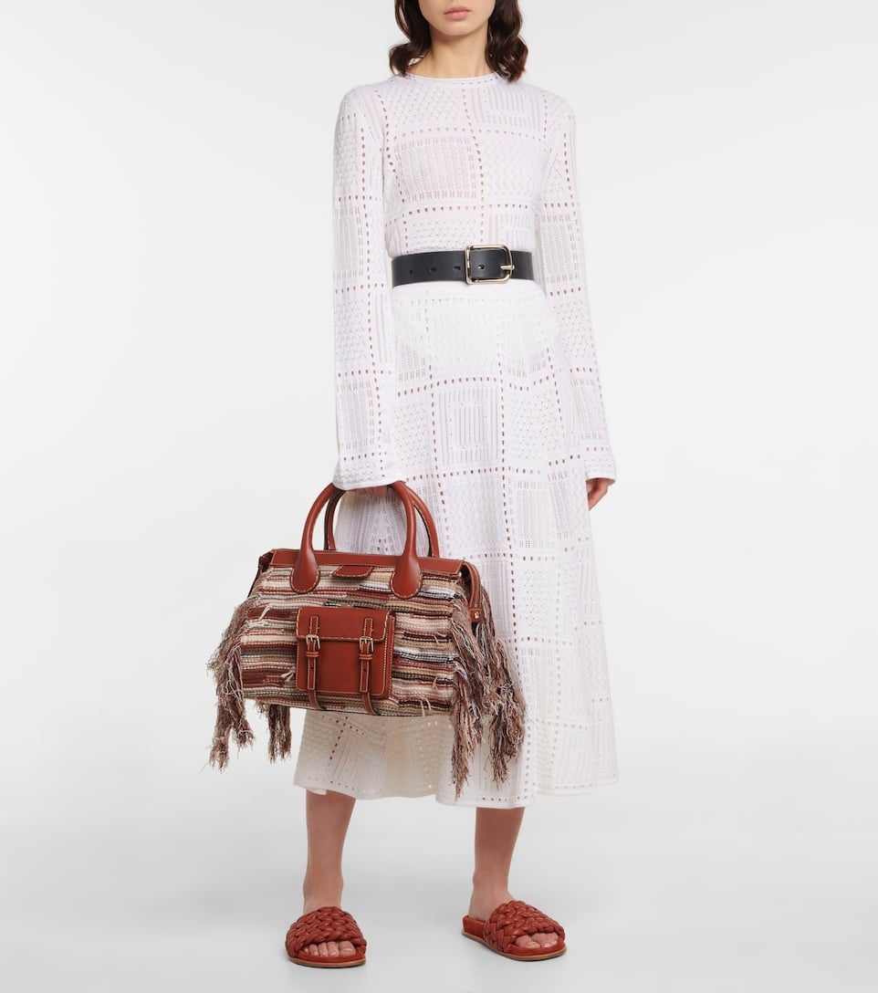 Edith Medium cashmere and leather tote - 5