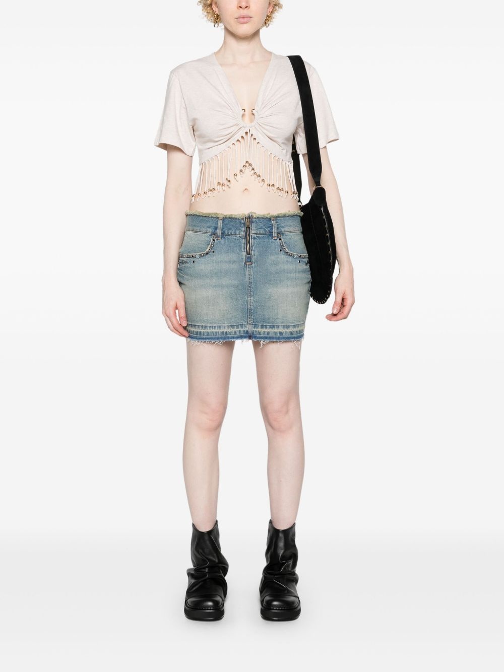frayed-brim denim miniskirt - 2