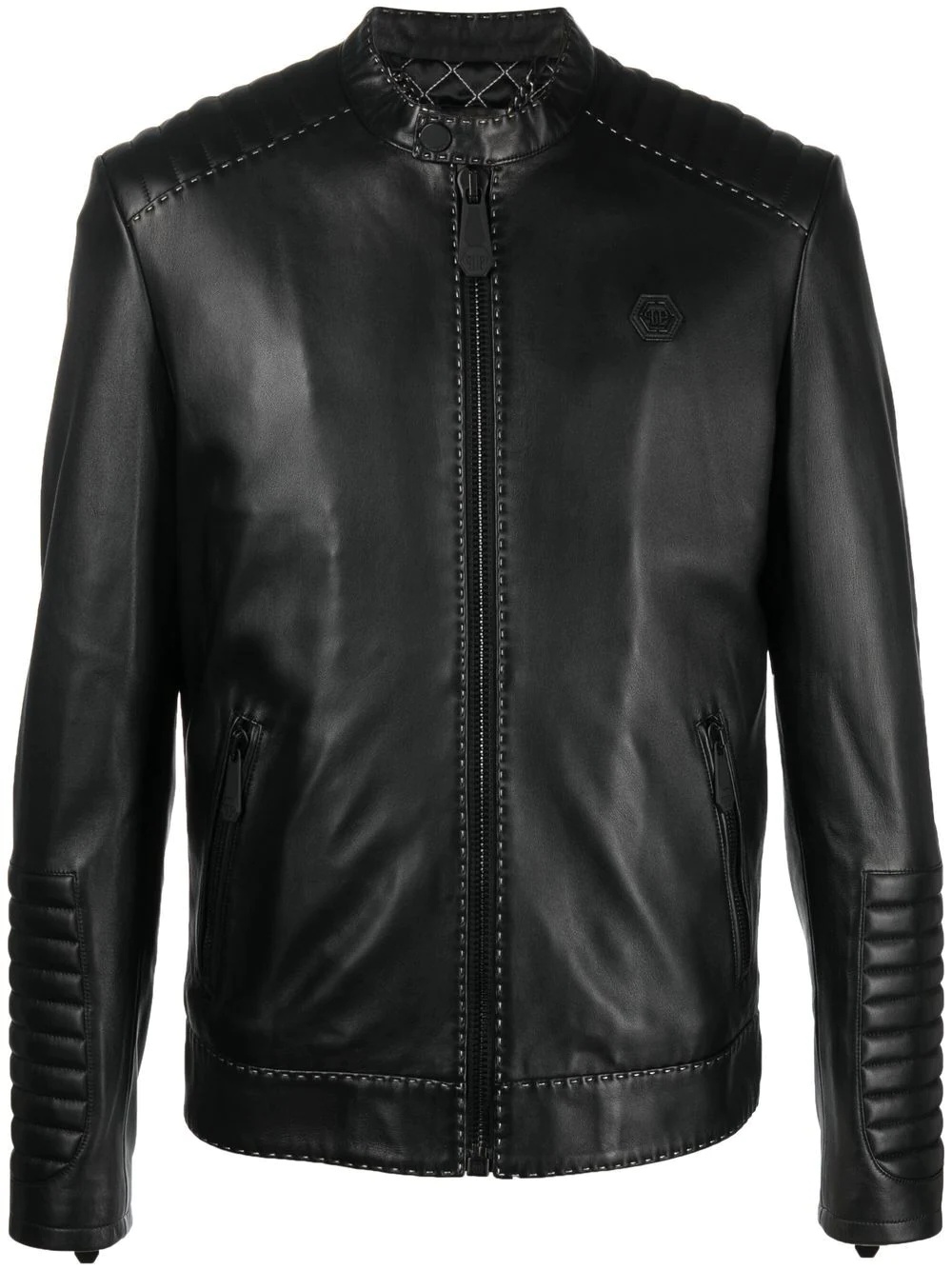 leather biker jacket - 1