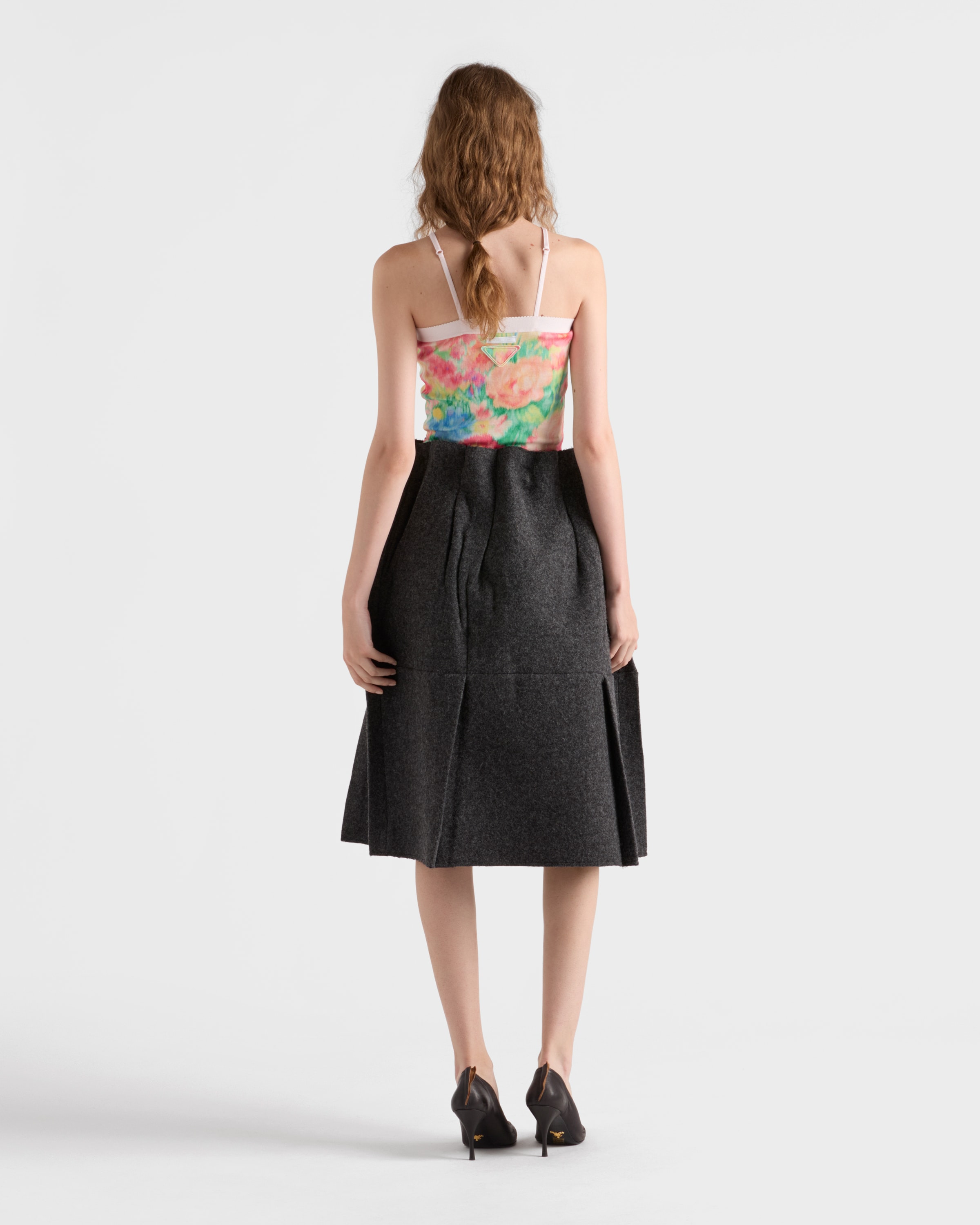 Ribbed knit cotton top with floral print - 5