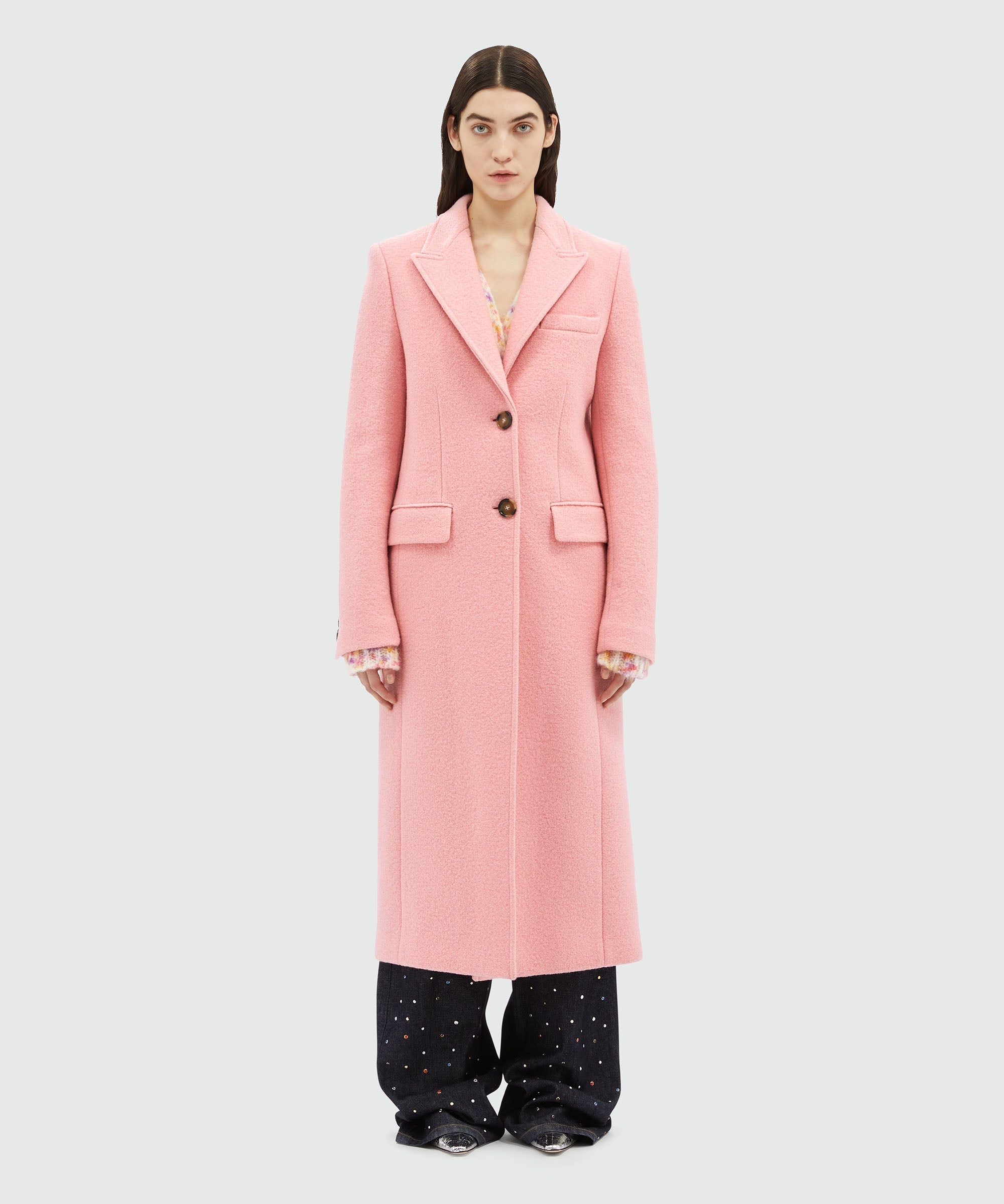 Pink MSGM tailored single-breasted coat  in wool - 2
