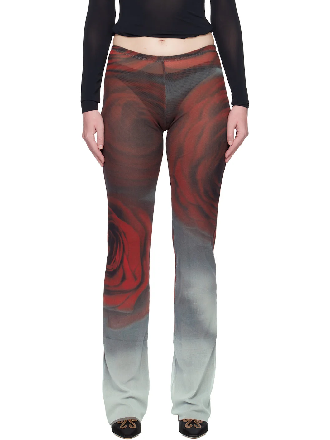 Red 'The Blurry Roses' Lounge Pants - 1