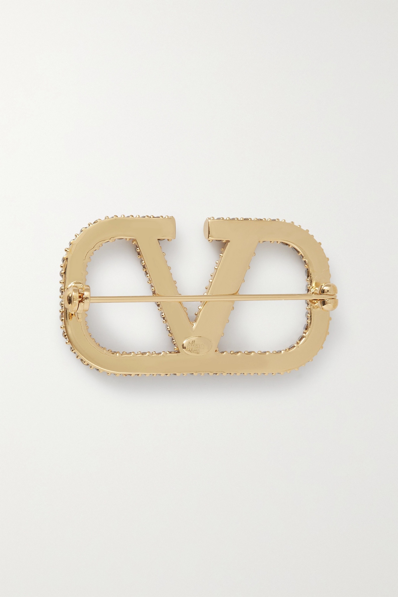 Valentino Garavani gold-tone and crystal brooch - 3