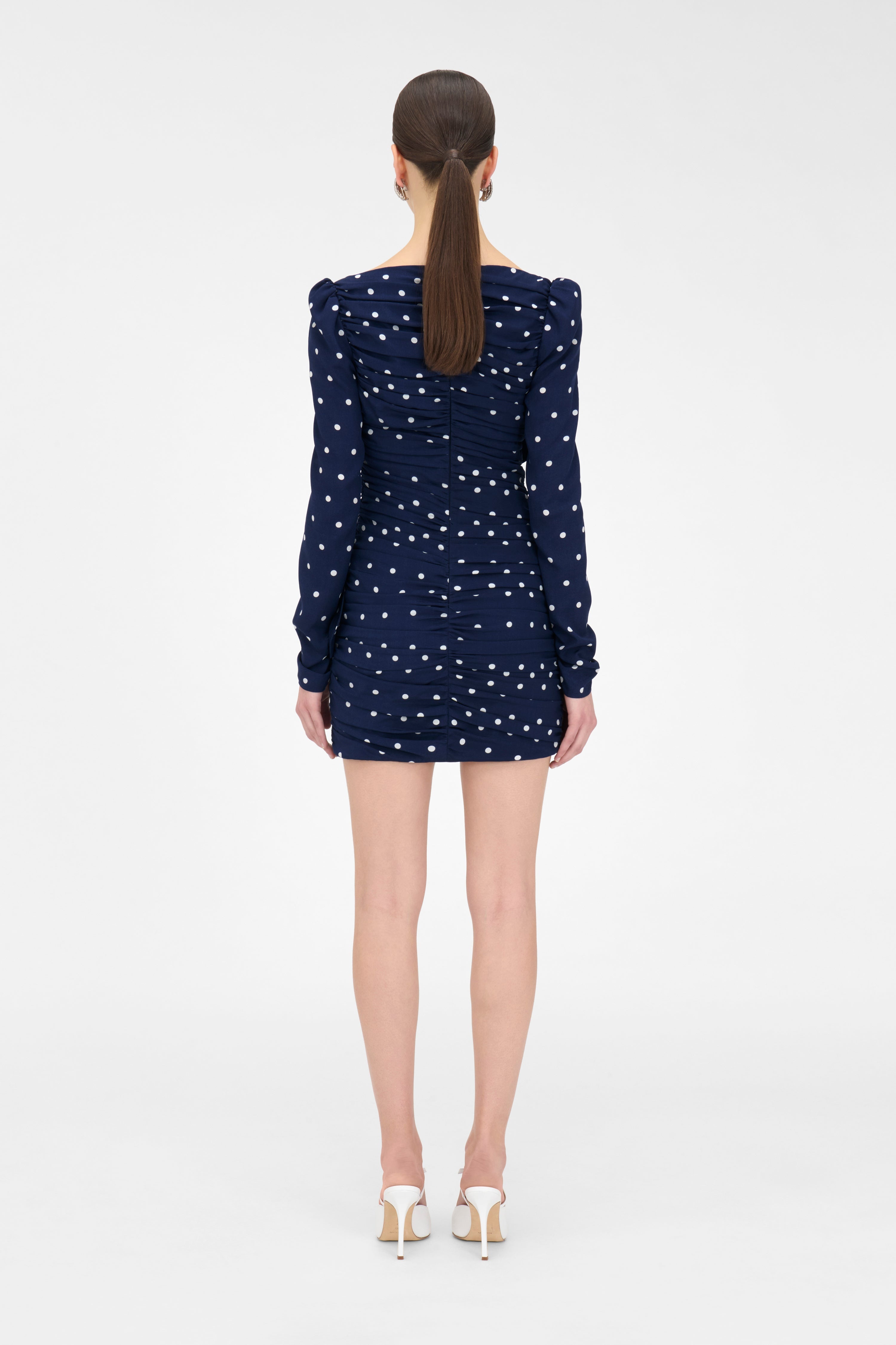 POLKA DOT DRAPED MINI DRESS - 4