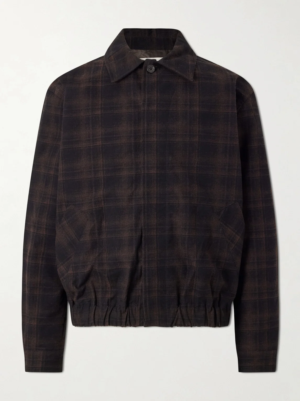 Jean Brown Checked Cotton and Wool-Blend Jacket - 1