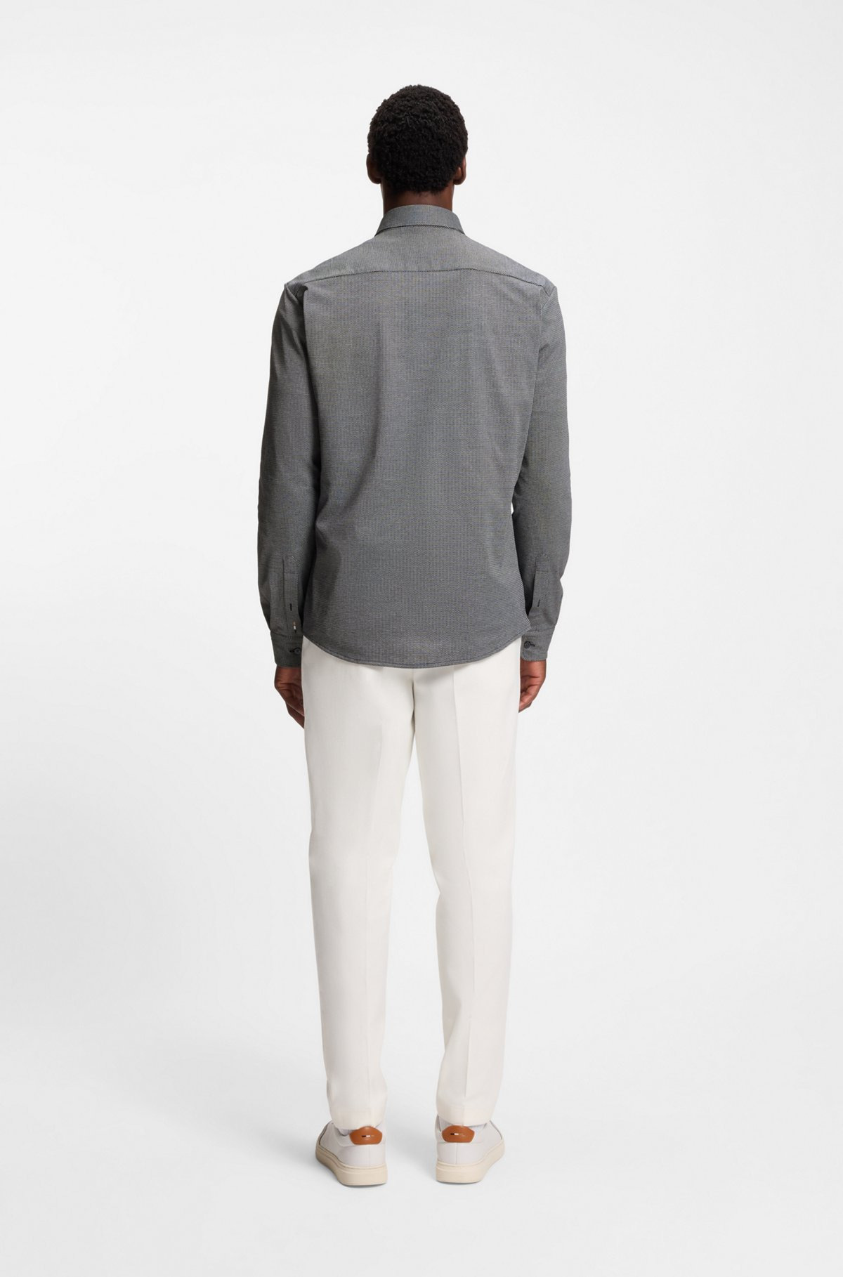 SLIM-FIT SHIRT IN COTTON-BLEND JACQUARD - 5