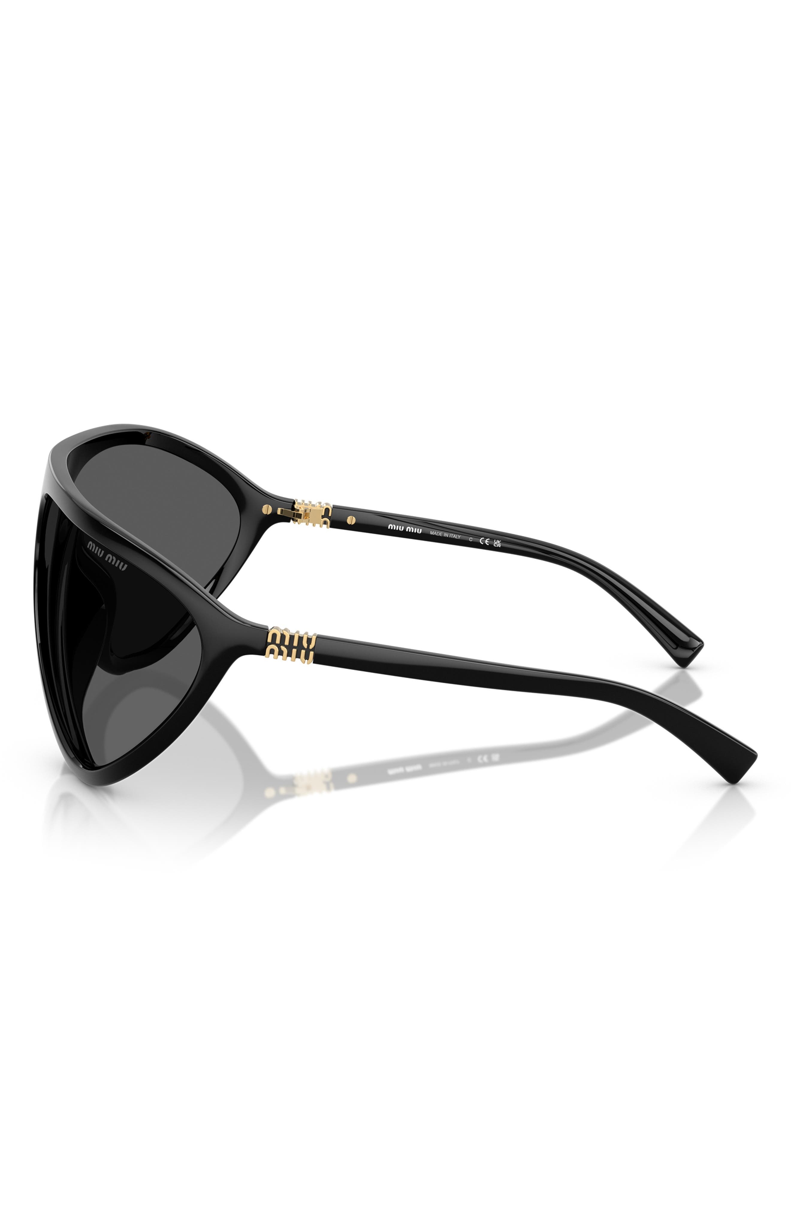 Miu Miu 75mm Oversize Shield Sunglasses in Dark Grey at Nordstrom - 3