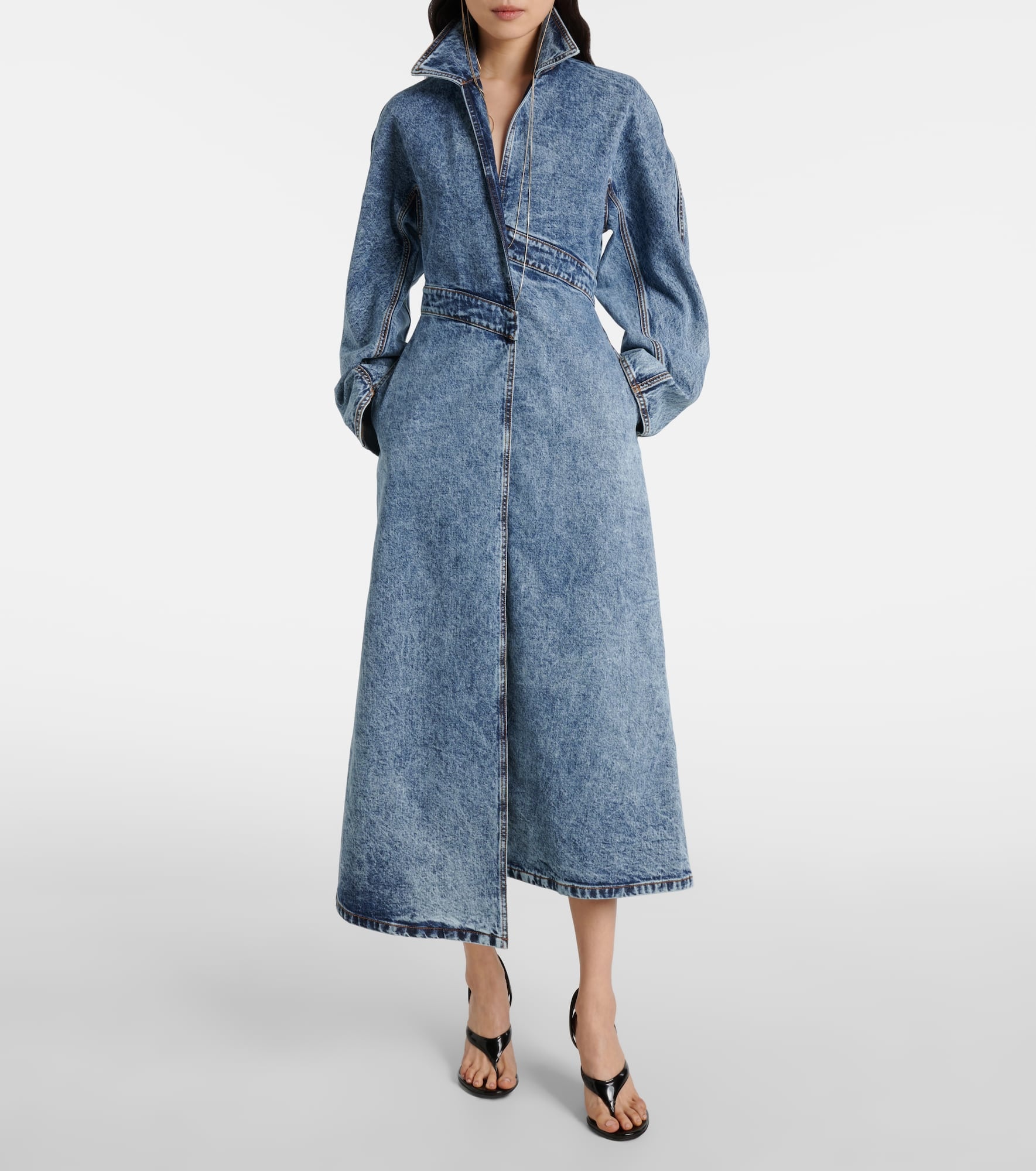 Asymmetric denim coat - 2