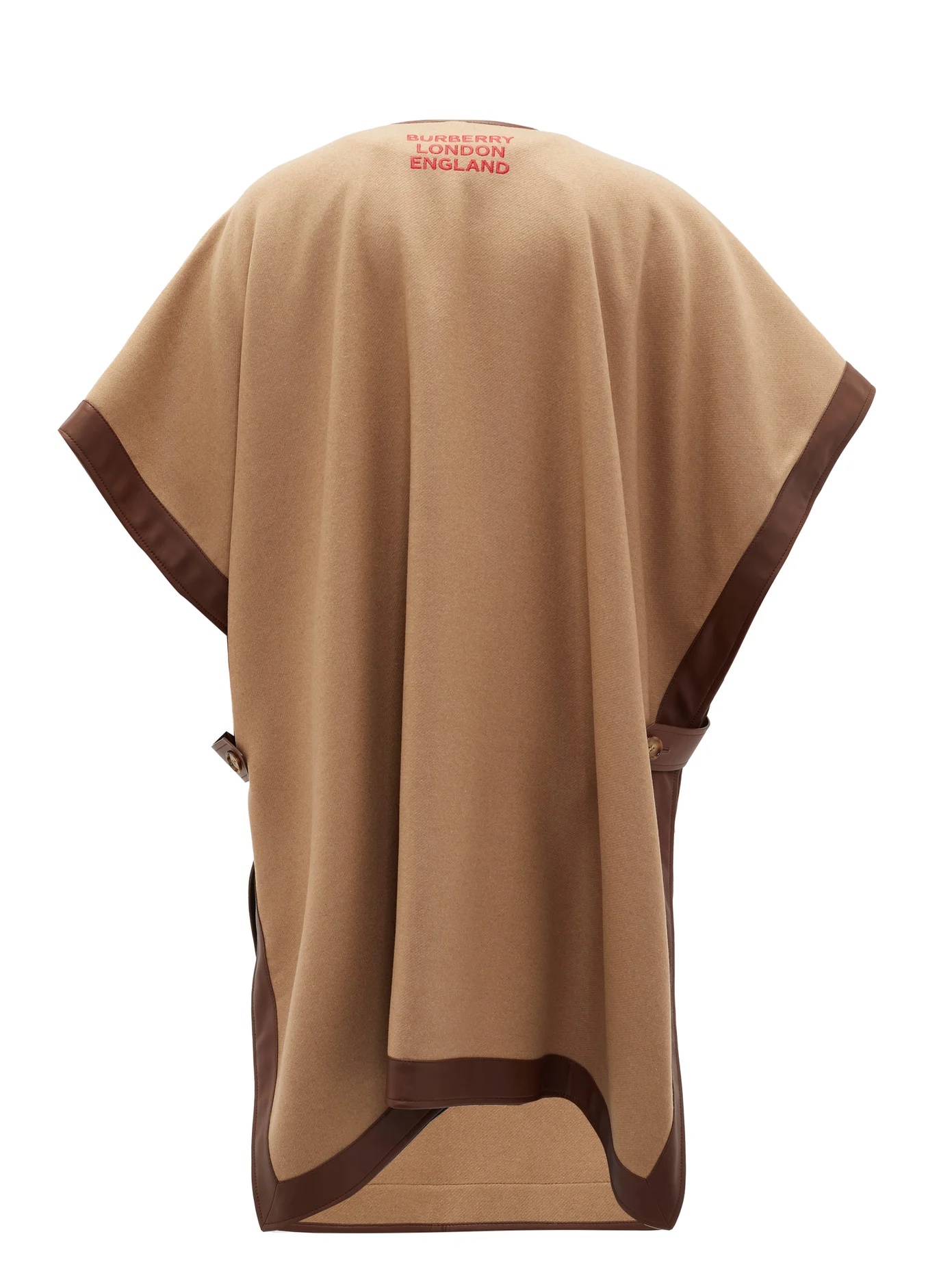 Pycombe leather-trimmed cashmere cape - 4