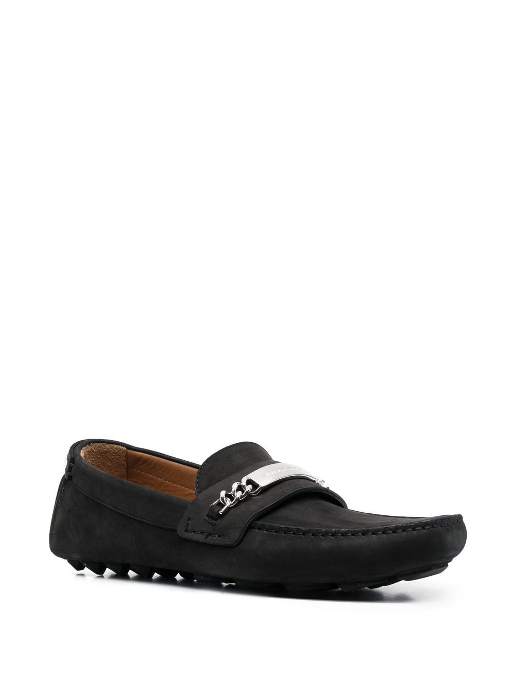 logo-plaque leather loafers - 2