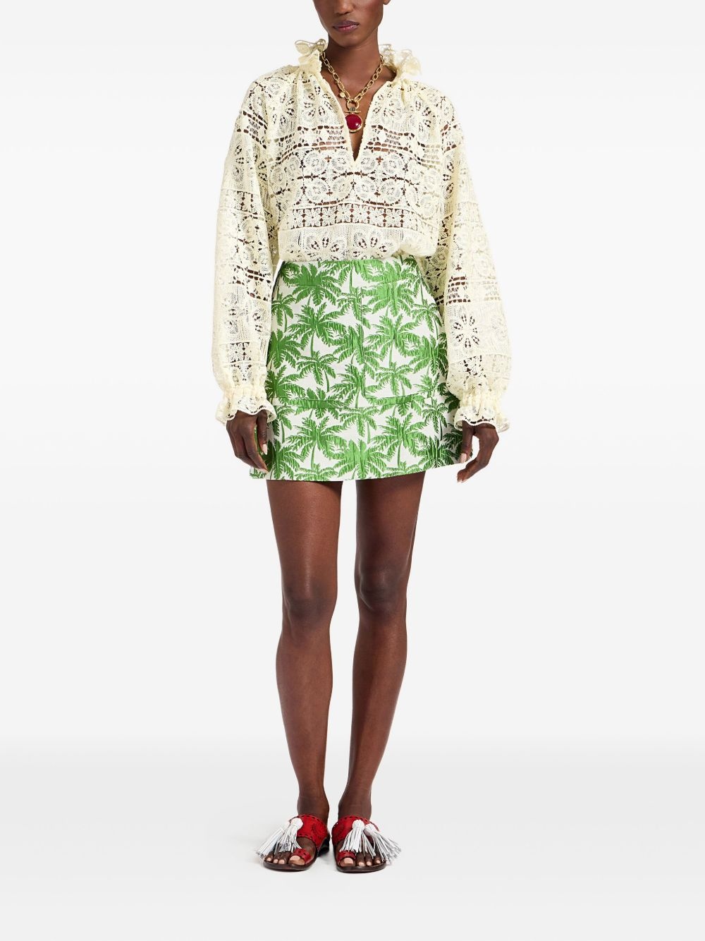 palm tree-print mini skirt - 2