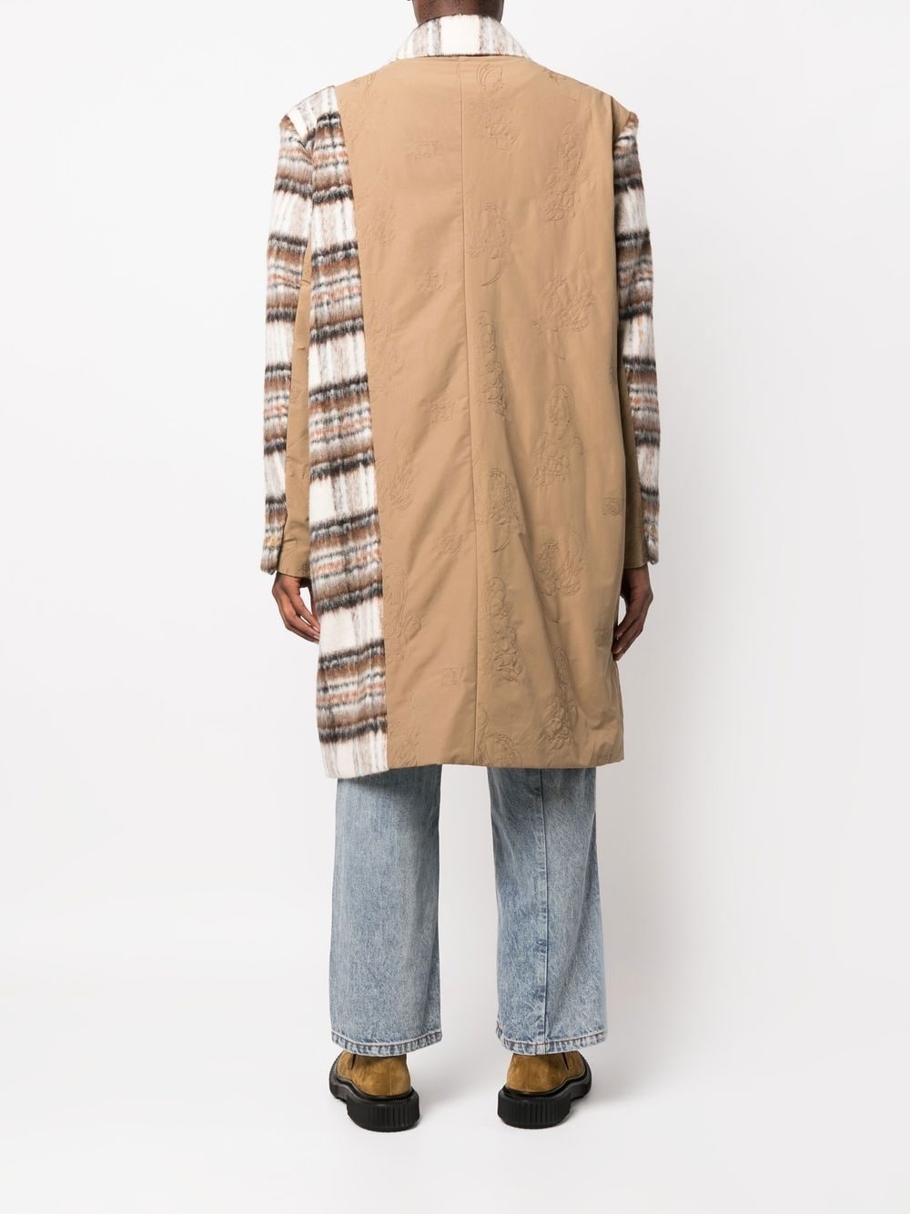 tartan patchwork shirt coat - 4