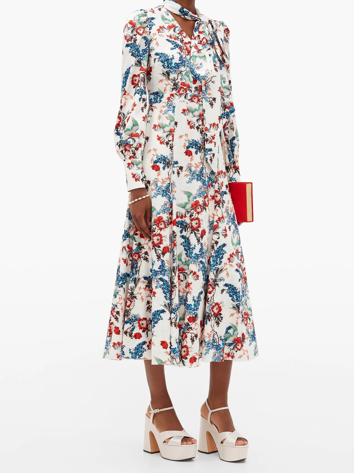 Yolande Bird Blossom-print jacquard midi dress - 3