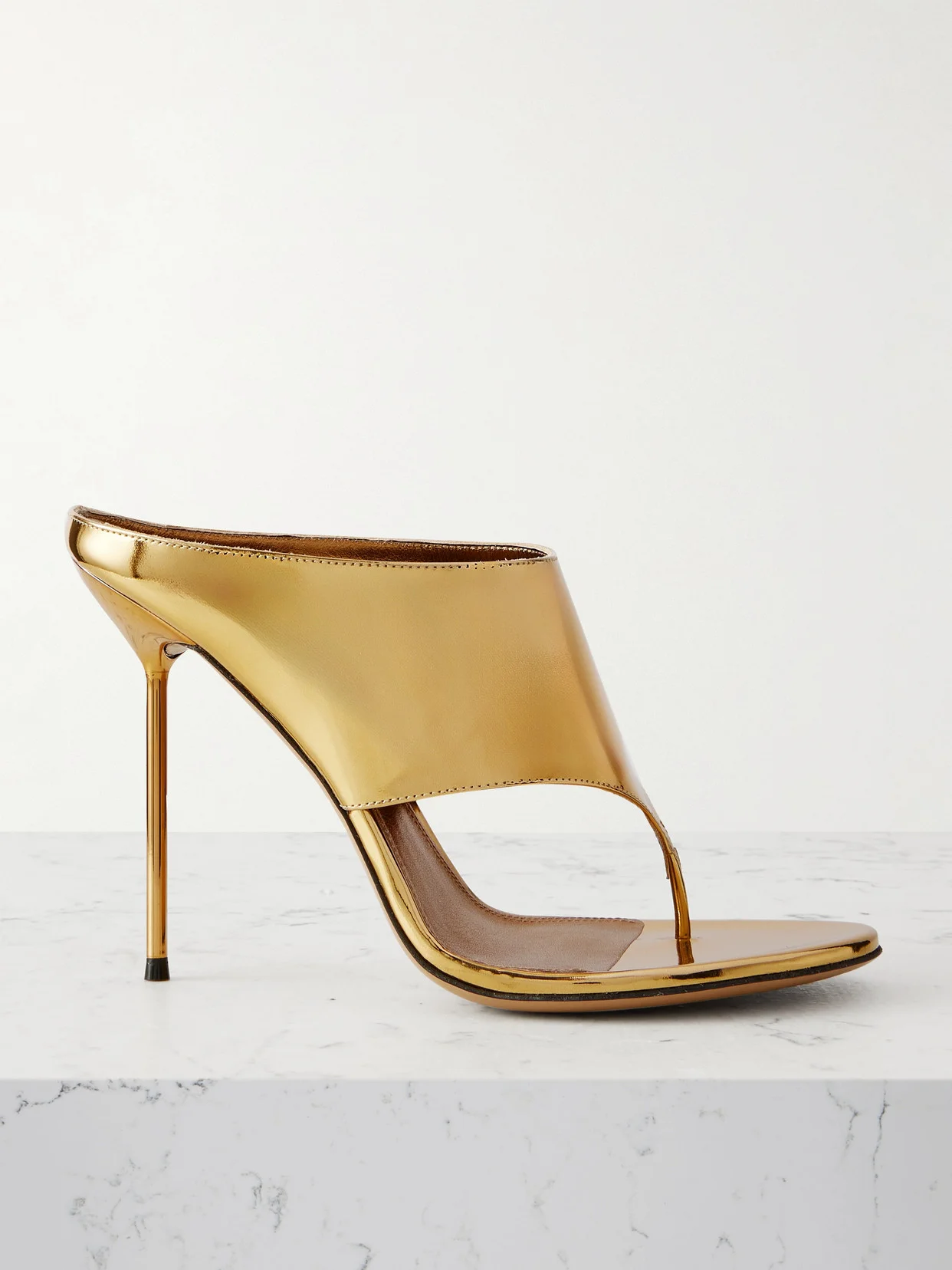 Lidia Metallic Leather Mules - 1