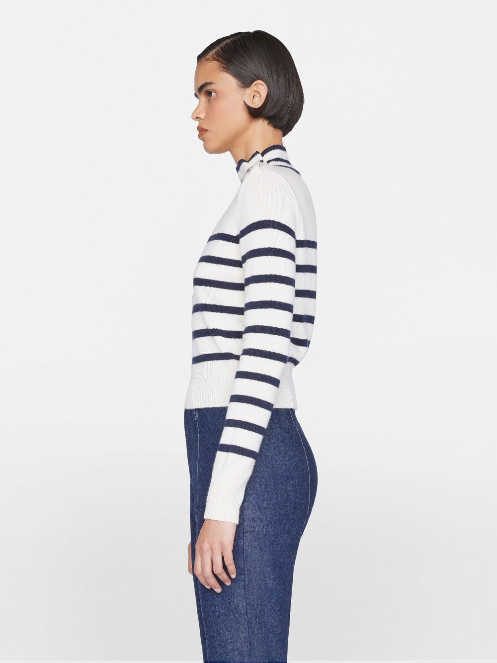 Mariner Cashmere Turtleneck in Off White Multi - 5