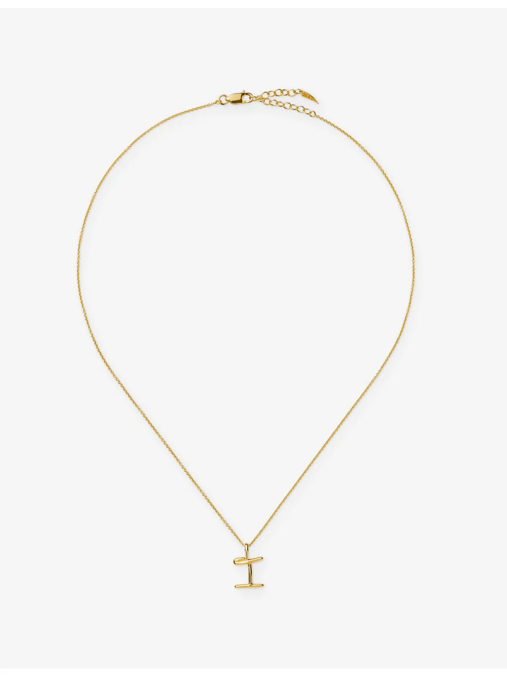 Curly Molten Mini Initial I 18ct Gold Vermeil Necklace - 1