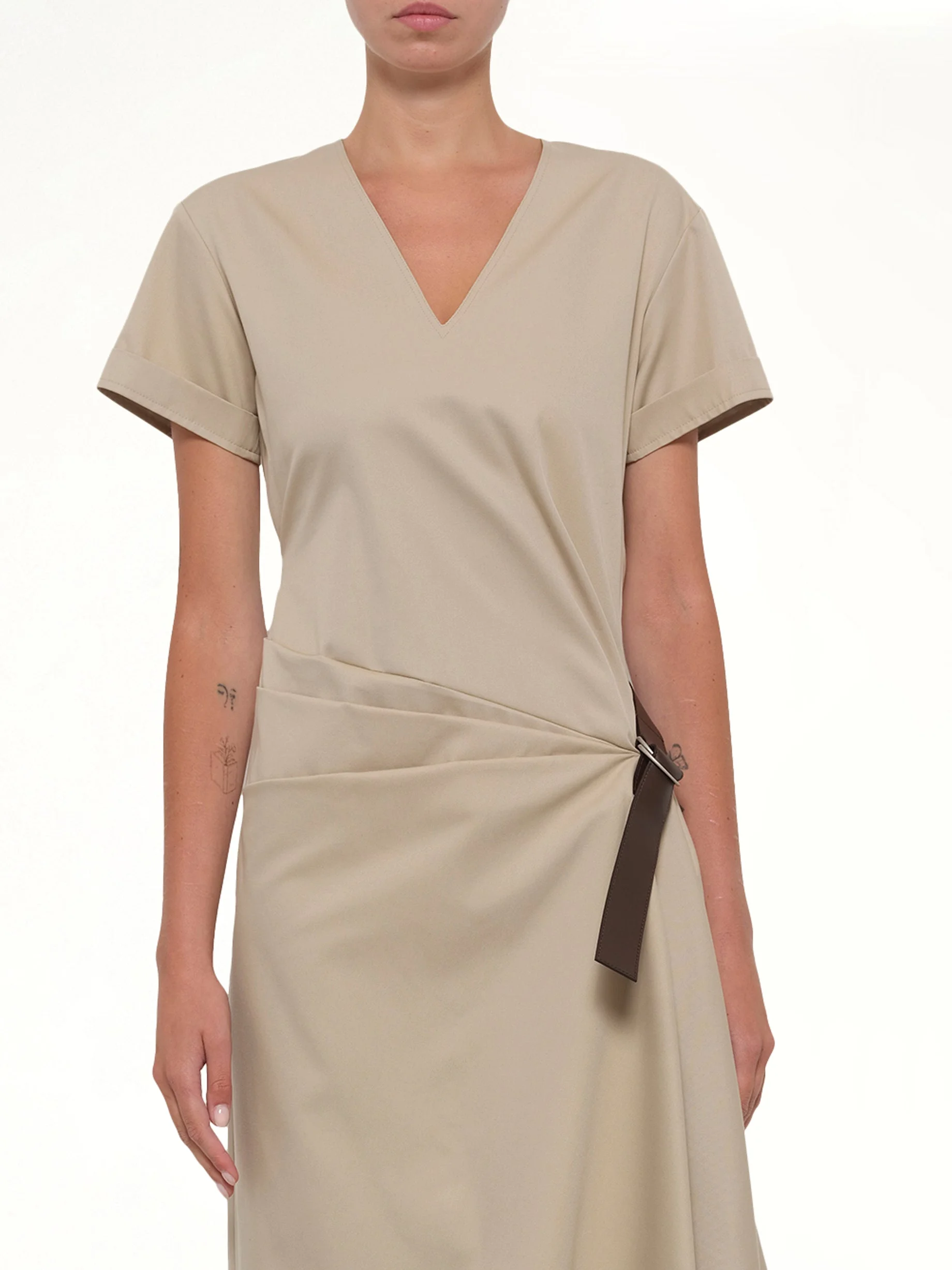 Belted Dress in Beige - 1