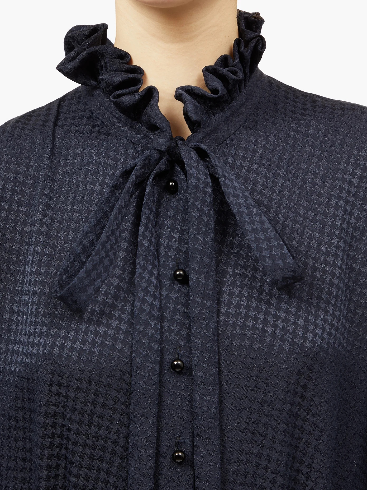 Pussy-bow houndstooth-jacquard shirt dress - 4