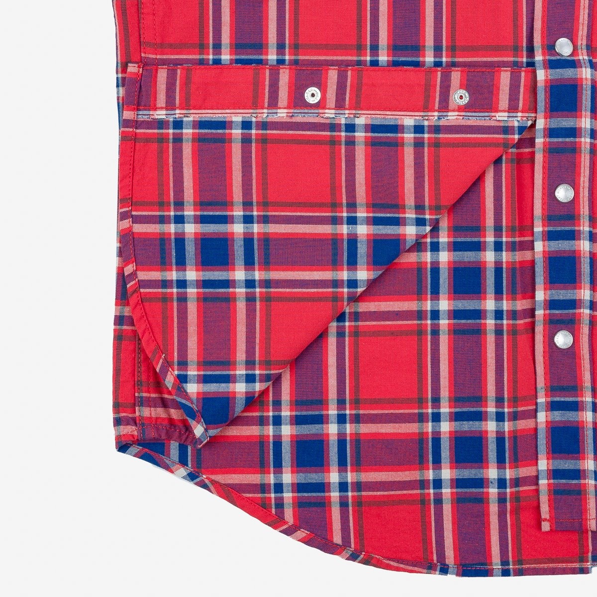 IHSH-355-RED 5oz Selvedge Madras Check Western Shirt - Red - 13