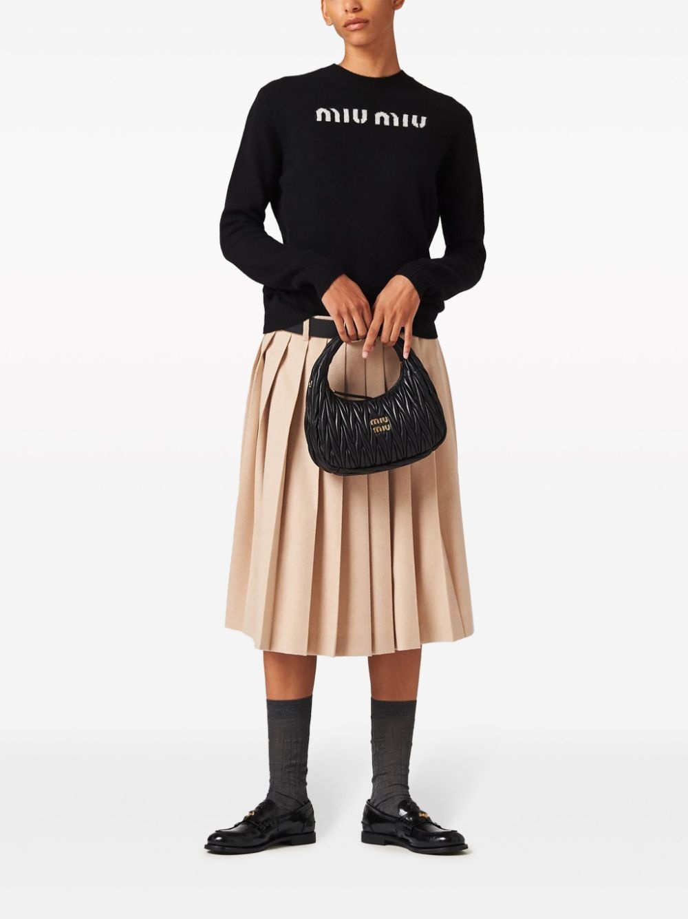 logo-jacquard cashmere jumper - 2