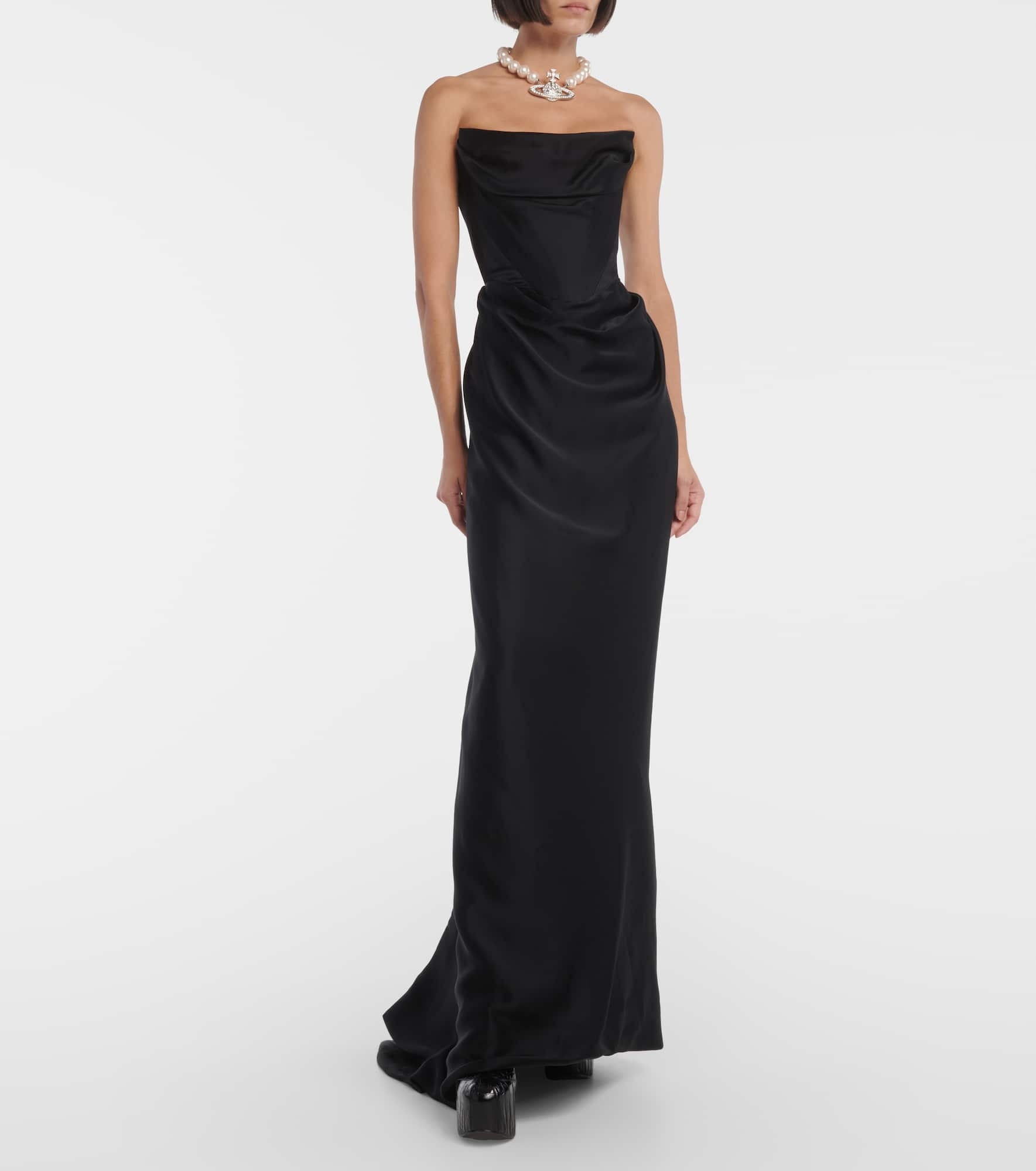 Off-shoulder satin gown - 2