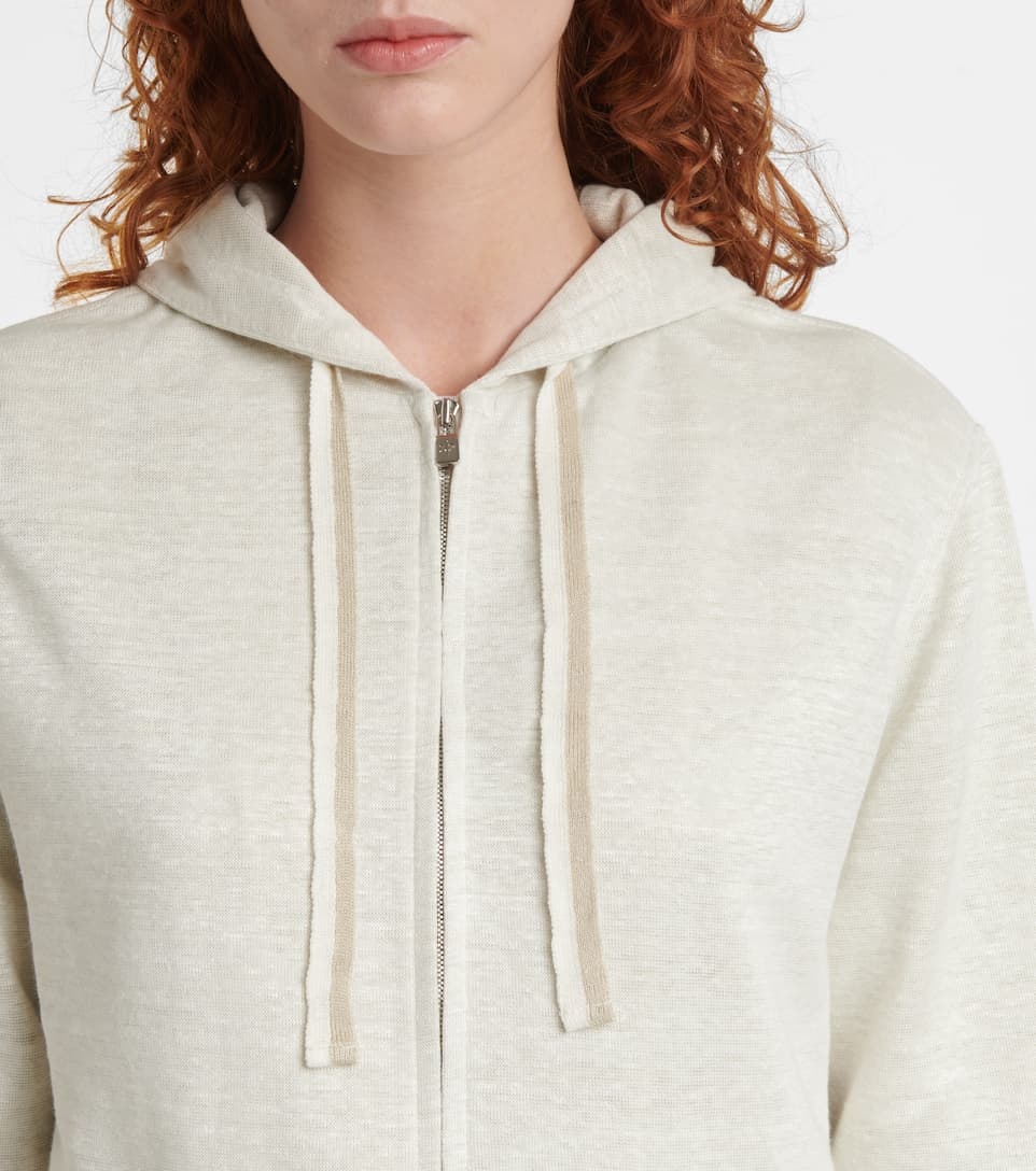 Zip-up linen jersey hoodie - 4