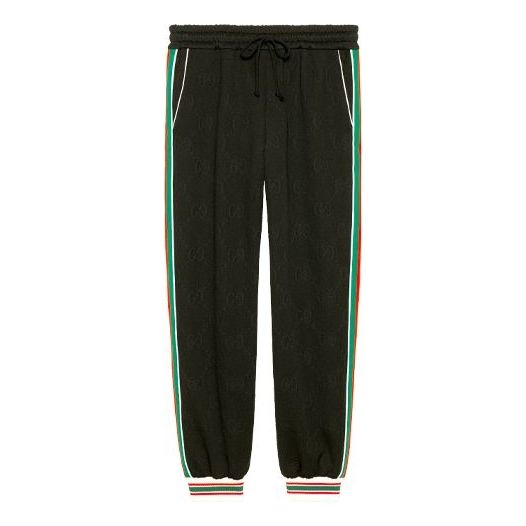 Gucci Classic Red Green GG Knit jogging Sports Pants Black 663569-XJDE9-1043 - 1