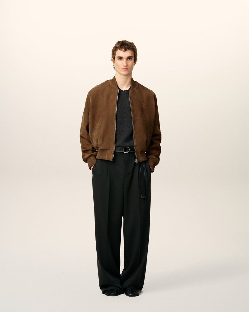 AMI Paris BROWN LEATHER ZIPPED JACKET outlook