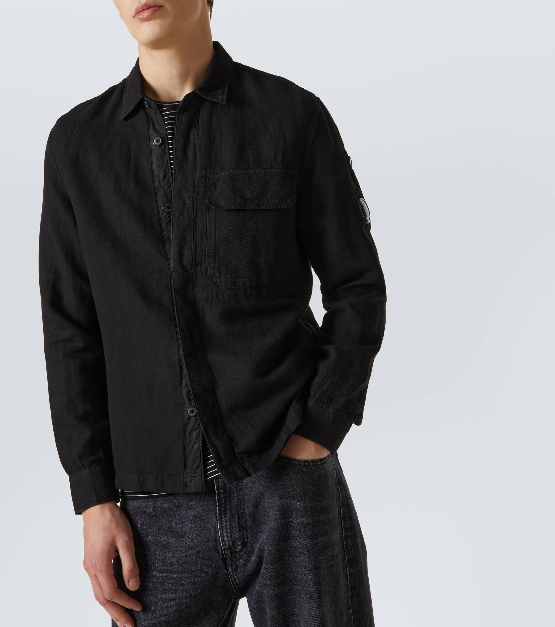 Lens cotton and linen overshirt - 5
