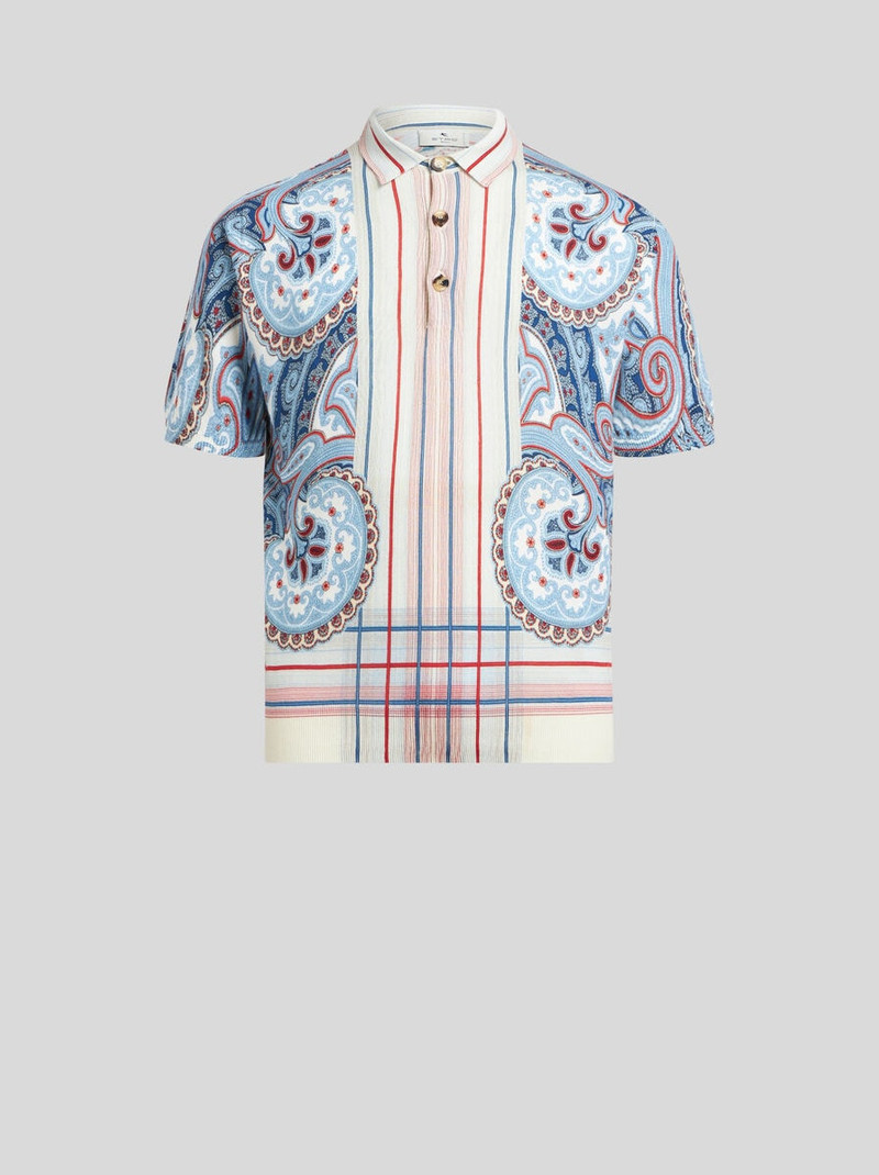 COTTON PAISLEY POLO SHIRT WITH STRIPES 1
