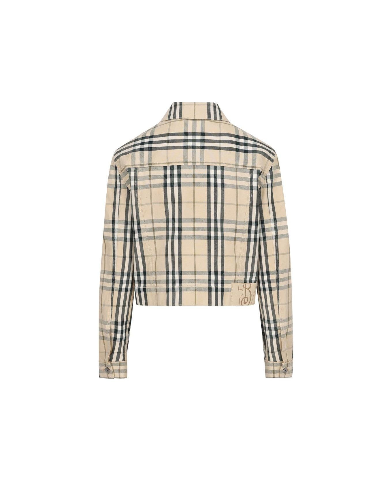 Long Sleeved Checked Buttoned Jacket - 2