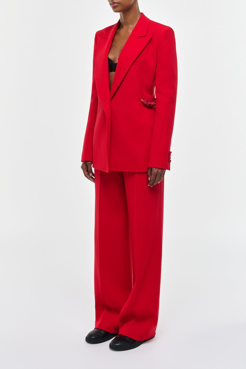 Norman Wide-leg Pant in Scarlet Red Virgin Wool Crepe 4