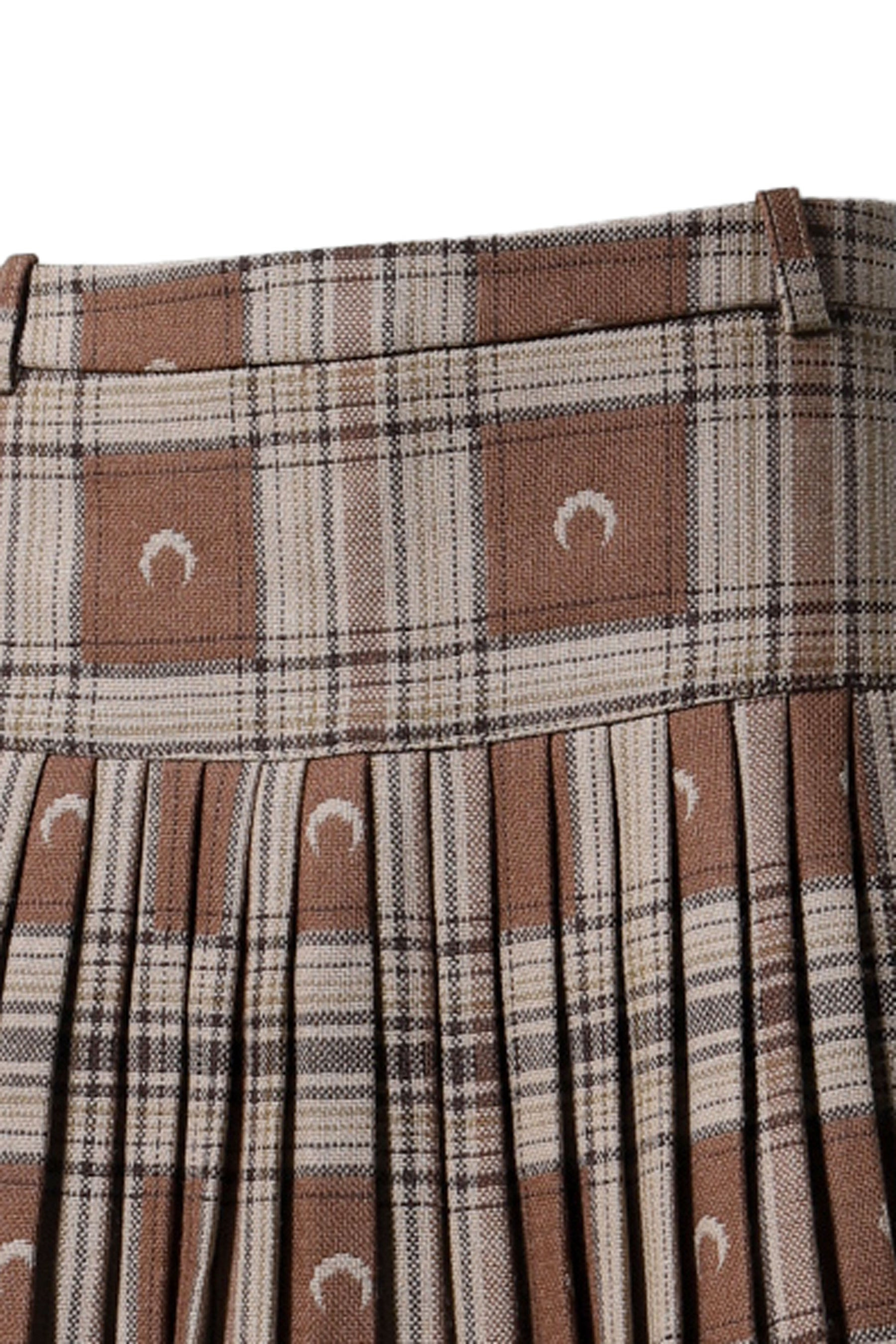 MOON CHECKS JACQUARD PLEATED SKIRT / BRW - 8
