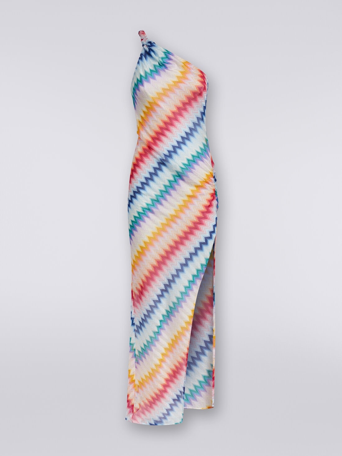 Long one-shoulder cover up with zigzag print - 1