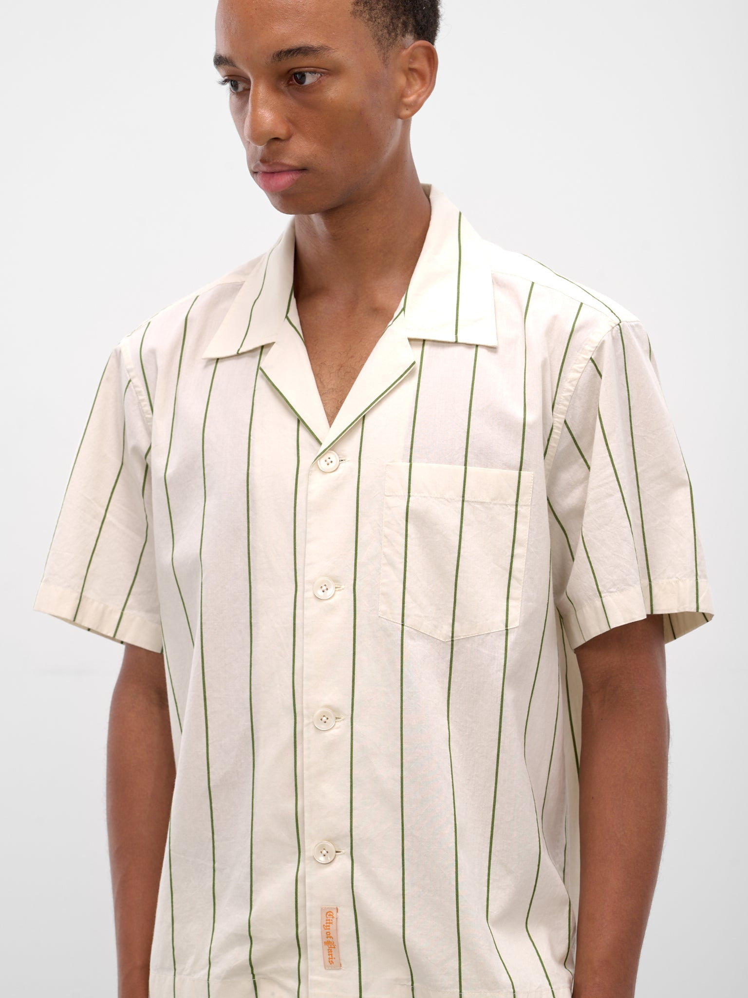 Cream Striped Short Sleeve Shirt - 4