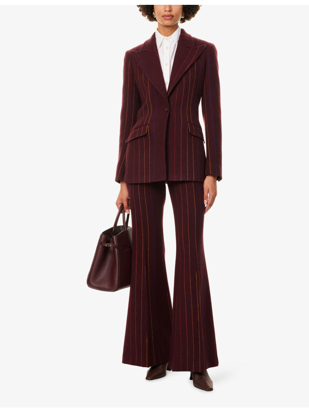 Leiva Stripe Brushed Cashmere-Blend Blazer - 2