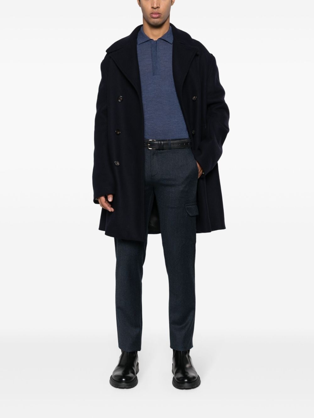 slim-cut wool cargo trousers - 2