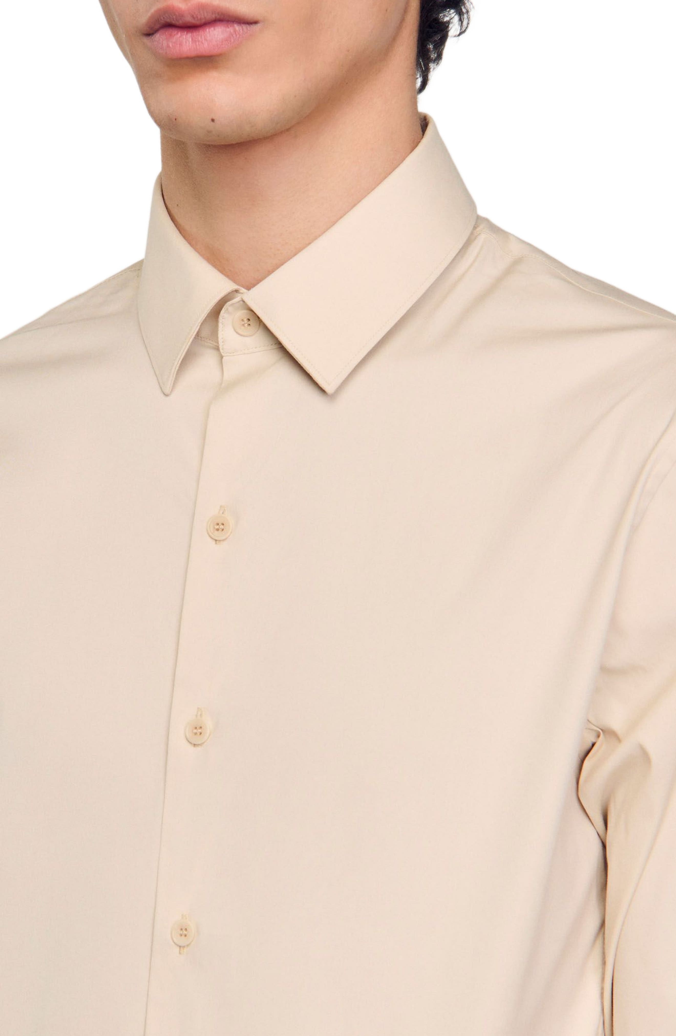 SANDRO Plain shirt in Oats at Nordstrom - 5