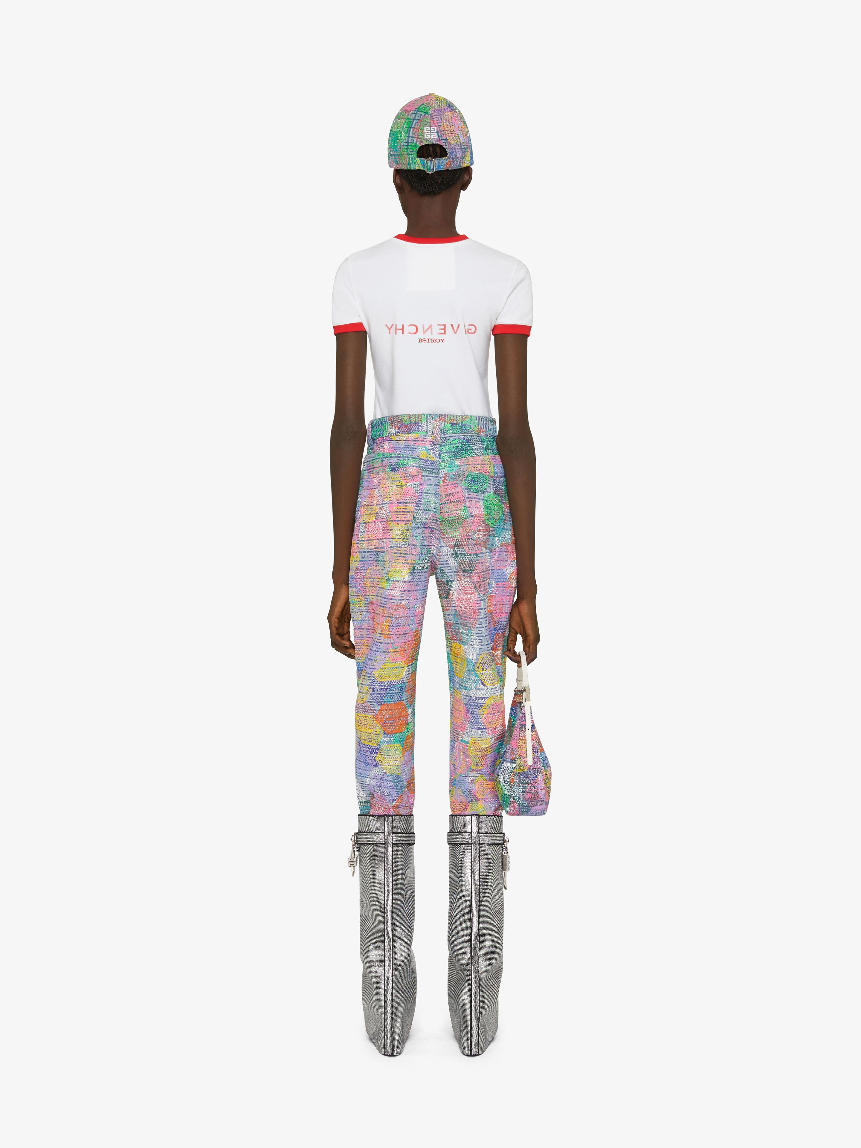 SLIM FIT JEANS IN 4G DENIM WITH ALL-OVER PATCH PRINT - 4