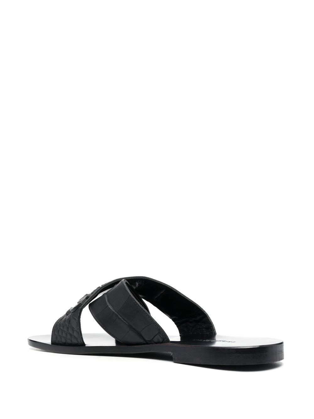 crocodile-embossed leather sandals - 3