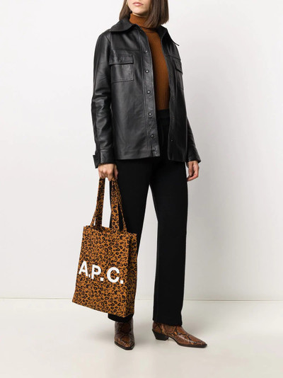 A.P.C. logo leopard-print tote bag outlook