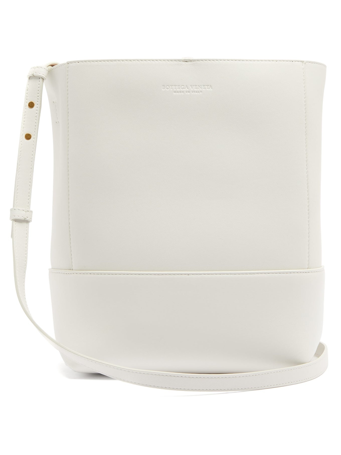 Logo-debossed leather bucket bag - 1