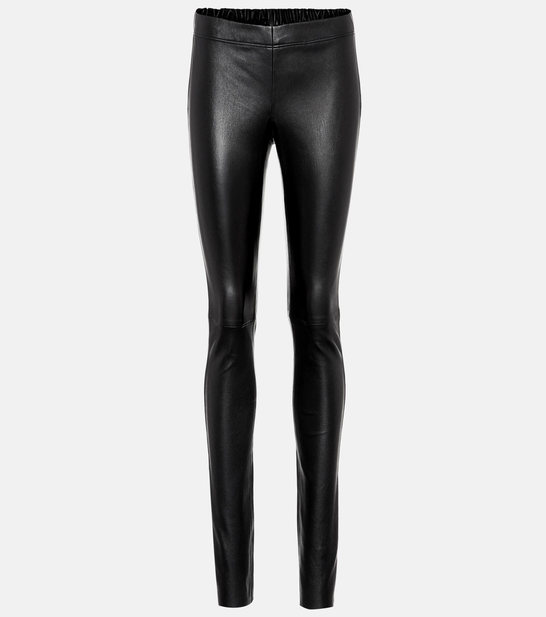 Mid-rise leather leggings - 1