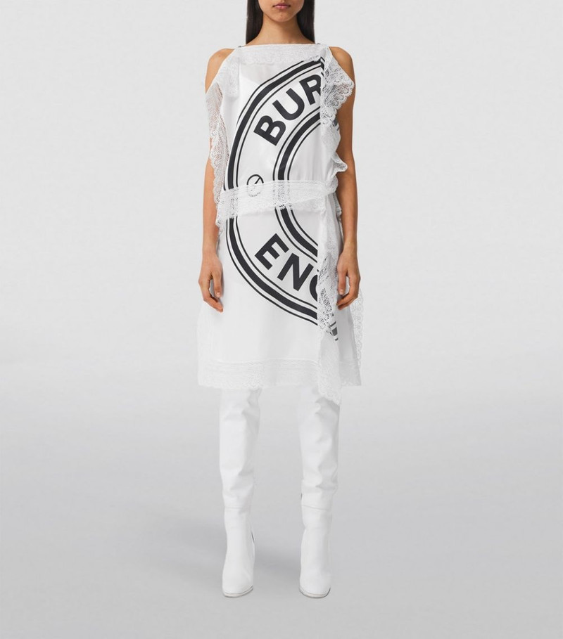 Burberry Silk Lace-Detail Logo Print Dress outlook