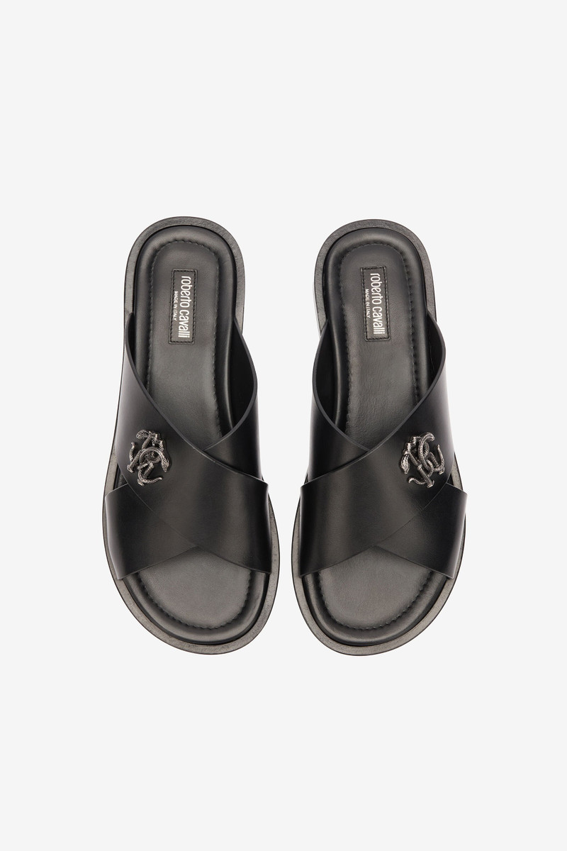 Slides With Bands And Mirror Snake Monogram 6