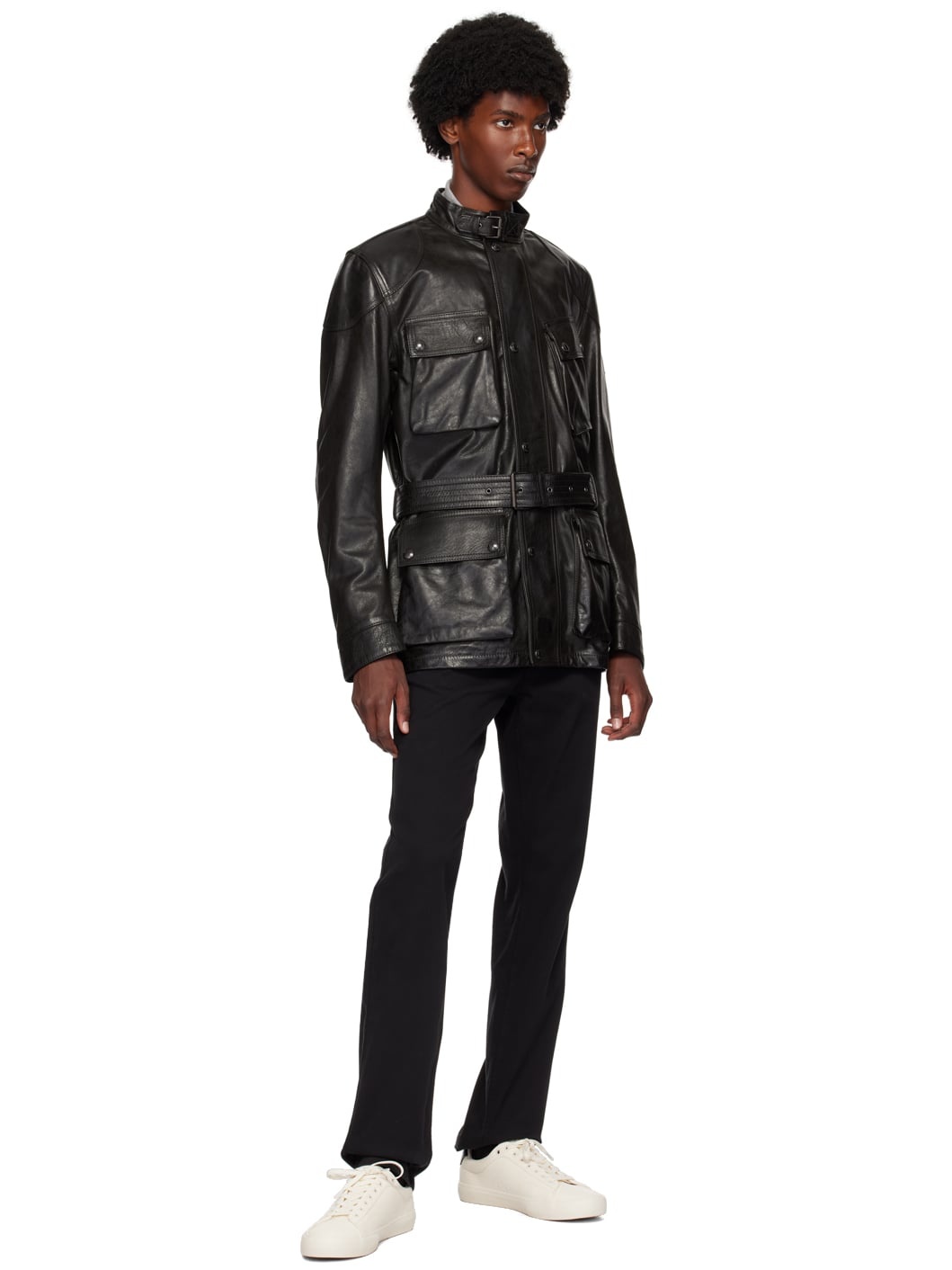 Black Trialmaster Panther Leather Jacket - 4